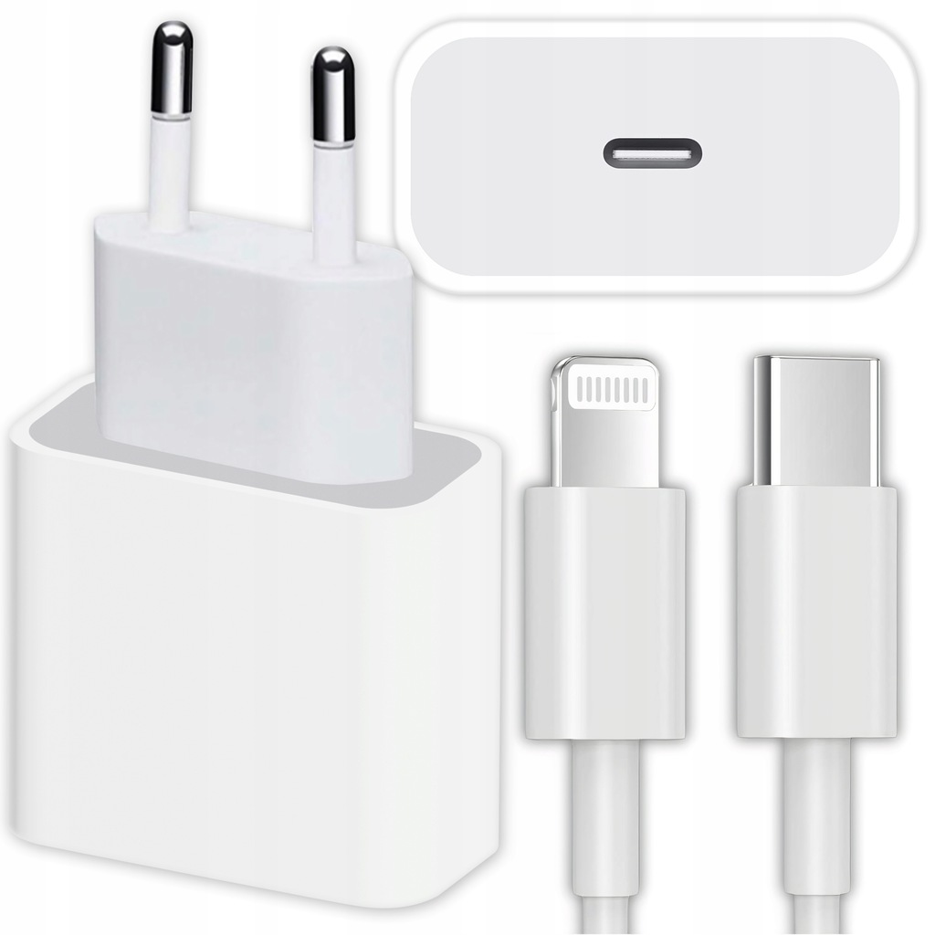 SZYBKA ŁADOWARKA DO IPHONE KOSTKA 20W + KABEL 1M / USB-C - IPHONE LIGHTING